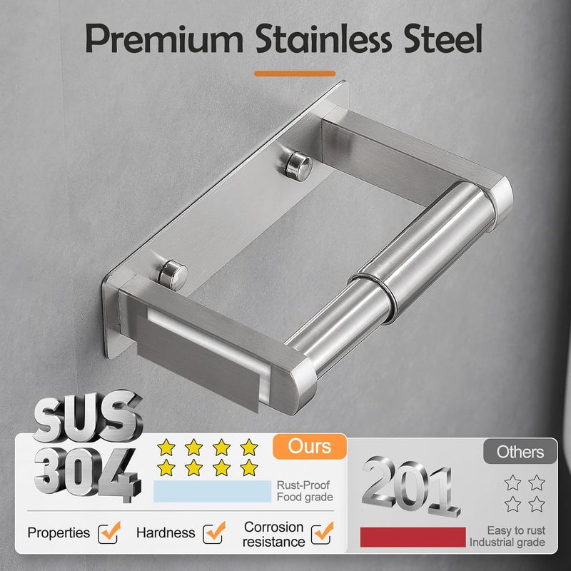 POKIM Brushed Nickel Toilet Paper Holder,Self Adhesive or Screw Wall Mount Toilet Roll Holder Stainless Steel Double Post Tissue Holder for Bathroom,Commercial Toilet Paper Dispenser - Image 4